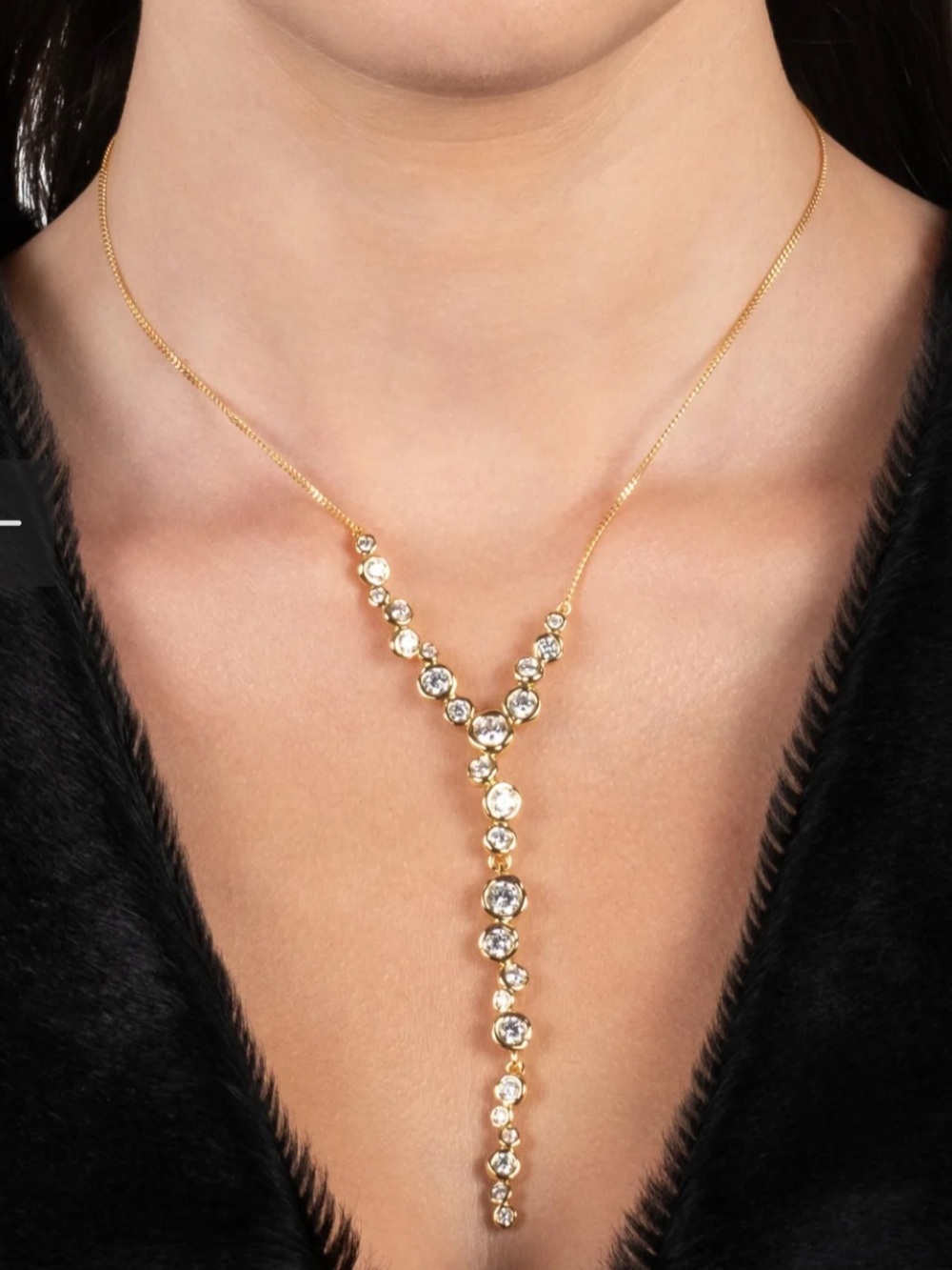 Alexis Bittar Asterales Gold and Clear Crystal Y-Drop Necklace - Picture 6 of 6